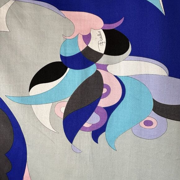 Emilio Pucci Y2K Pastel Knee Length Cotton Skirt Designer Abstract Groovy Italy - Picture 5 of 11